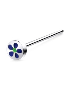 Flower Shaped Silver Straight Nose Stud NSKA-1029